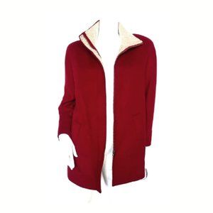 Club Monaco Wool Blend Fleece Jacket Coat Sz XS Red $398